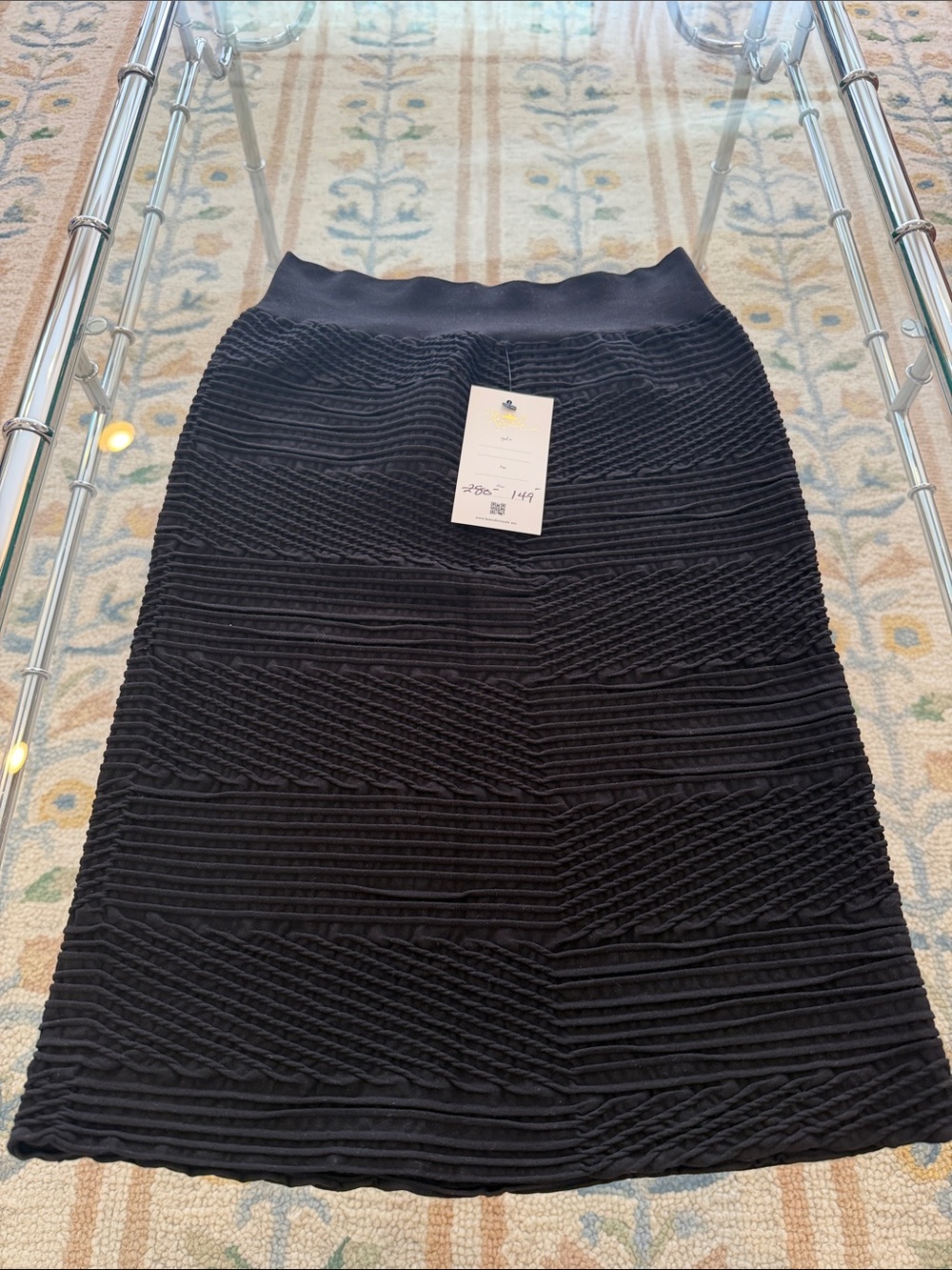 Tees by Tina Black Ribbed Cable-Detail Pencil Skirt